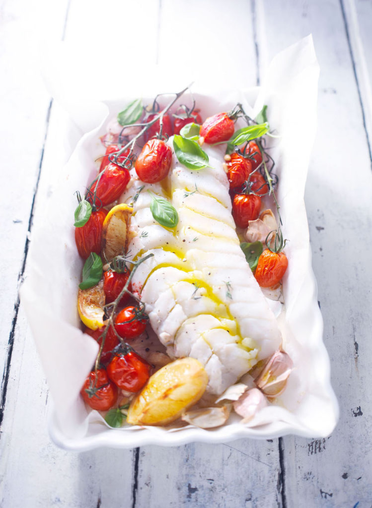 Fish & Tomatoes in oven dish Fish & Tomatoes in oven dish